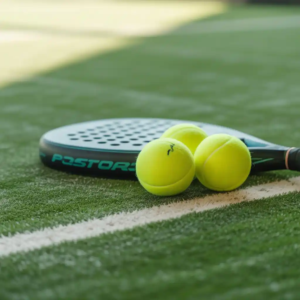 Padel balls on court